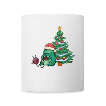 Nikolaus Frosch Frösche Weihnachten stricken - Tasse - Weiß - Vorne