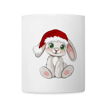 Süßer Hase mit Santa Mütze Weihnachtsmütze - Tasse - Weiß - Vorne