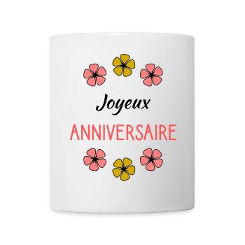1. 1 AN. 1er ANNIVERSAIRE. ANNIVERSAIRE 1 AN - Mug blanc - blanc - Devant
