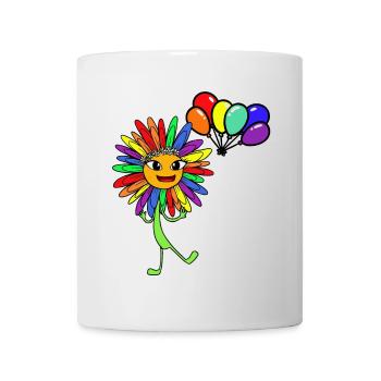 LGBT Sonnenblume Gay Pride Luftballons Regenbogen - Tasse - Weiß - Vorne