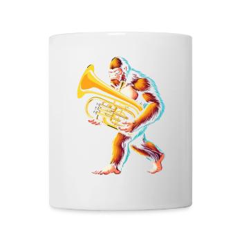 Yeti Gorilla with Euphonium - Mug - white - Front