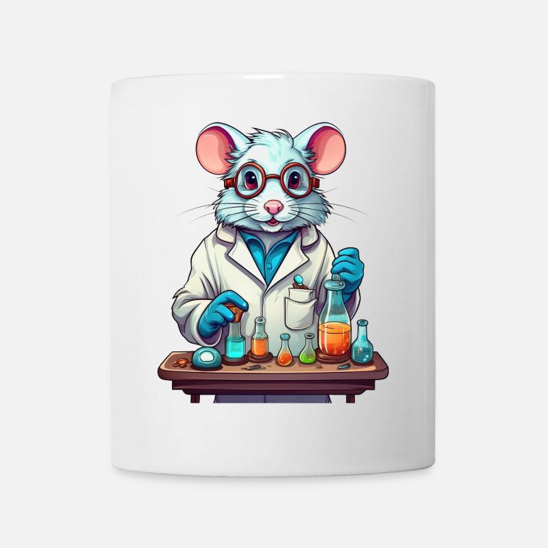 Eine Laborratte: Illustration einer Ratte im Labor - Tasse - Weiß