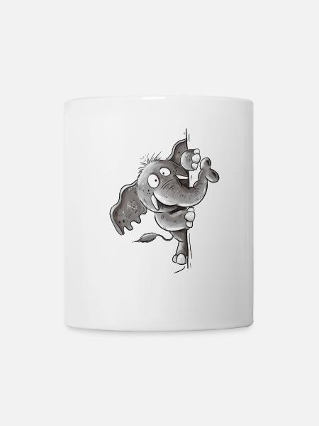 Drolliger Elefant Tiermotiv Wildtier Elefanten - Tasse - Weiß