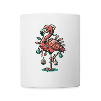 Fröhlicher Weihnachtsflamingo Mit Festlicher - Tasse - Weiß - Vorne