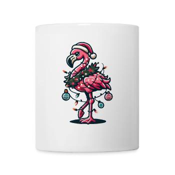 Funny flamingo with Christmas decoration - Mug - white - Front