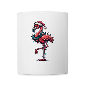 Funny Christmas flamingo with decoration - Mug - white - Front