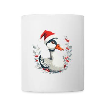 Canard de Noël avec chapeau et couronne de baies - Mug blanc - blanc - Devant