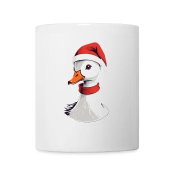 Weihnachtliche Ente mit Mütze und Schneeflocken - Tasse - Weiß - Vorne
