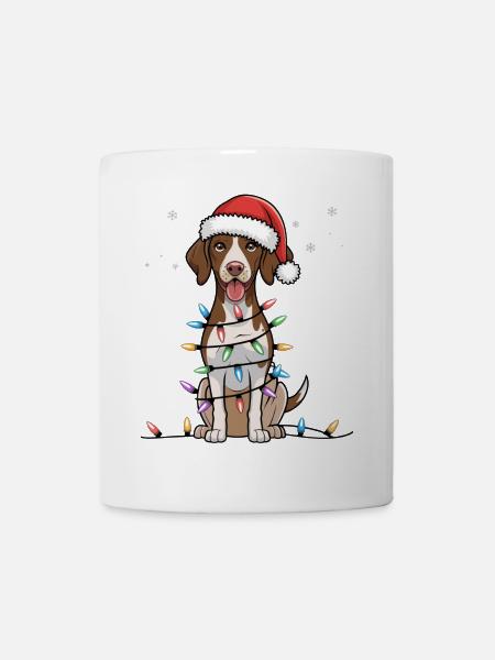 Allemand Pointer à poil court Noël lumières de Noël - Mug blanc - blanc