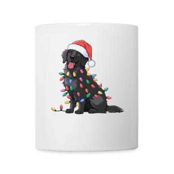 Retriever à poil plat Noël lumières de Noël chiens - Mug blanc - blanc - Devant