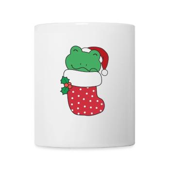 Grenouilles mignonnes en chaussette de Noël pour Noël - Mug blanc - blanc - Devant
