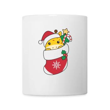 Mignonnes girafes en chaussettes de Noël pour Noël - Mug blanc - blanc - Devant