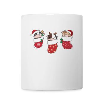 Cute cows in Christmas sock for Christmas cow - Mug - white - Front
