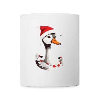 Canard de Noël avec chapeau et flocons de neige - Mug blanc - blanc - Devant