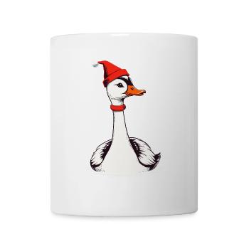 Oie de Noël avec chapeau de Noël - Mug blanc - blanc - Devant