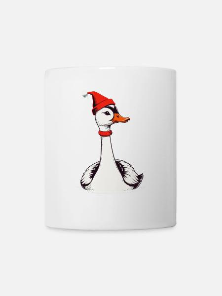 Weihnachtliche Gans Mit Weihnachtsmütze - Tasse - Weiß