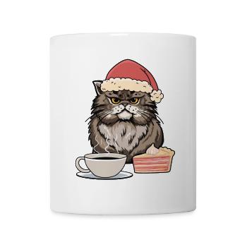 Chat Père Noël Père Noël Café Gâteau Snacking Noël - Mug blanc - blanc - Devant