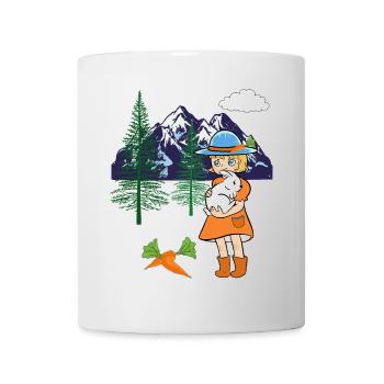 Joyeuses Pâques Fille Lapin Lapin Navets Montagnes - Mug blanc - blanc - Devant