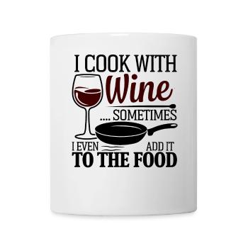 Je cuisine avec du vin Drôle Cuisine Chef Humour Design - Mug blanc - blanc - Devant