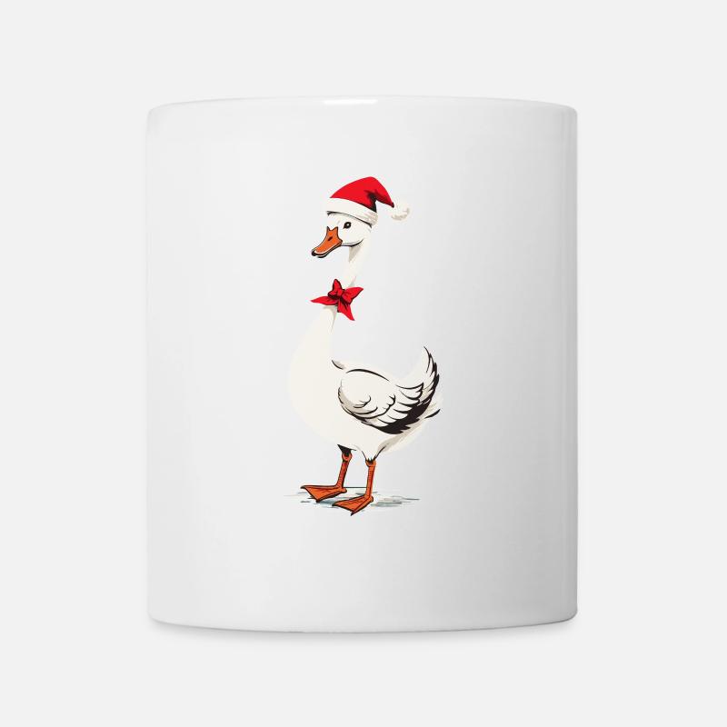 Festliche Gans Mit Weihnachtsmütze - Tasse - Weiß