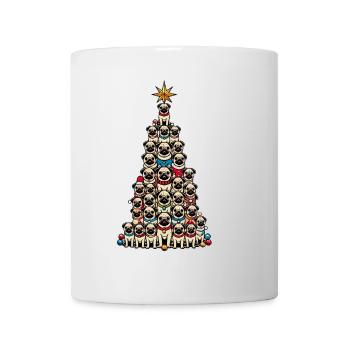 Carlin arbre de Noël drôle de chiens motifs - Mug blanc - blanc - Devant