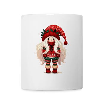 Cute Christmas elf in Scandinavian style - Mug - white - Front