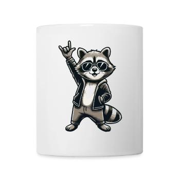 Waschbär mit Rock Pose Raccoon Rock Musik Musiker - Tasse - Weiß - Vorne