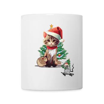 Chat Souris Noël Père Noël - Mug blanc - blanc - Devant