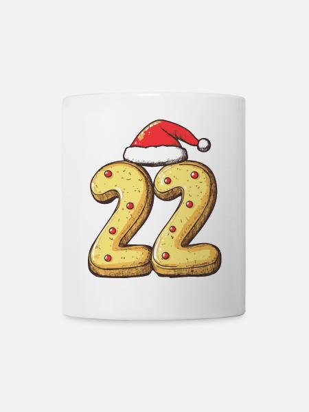 22 Zahl Weihnachten Keks - Tasse - Weiß