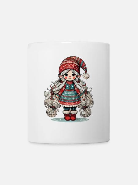 Weihnachten Gnom Frau Festliches Wichtel Mädchen - Tasse - Weiß