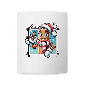 Heiße Schokolade Mit Zimt Cartoon Winterfreude - Tasse - Weiß - Vorne