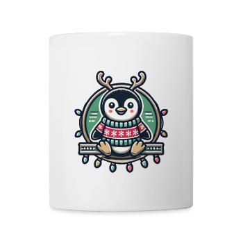 Fröhlicher Pinguin Mit Rentiergeweih Und - Tasse - Weiß - Vorne