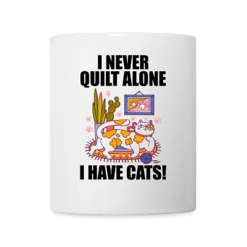 I never quilt alone. I have cats! - Mug - white - Front