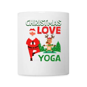 Yogini Yoga Meditation Christmas, Love and Yoga - Mug - white - Front