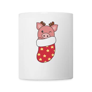 Mignons cochons en chaussettes de Noël pour Noël - Mug blanc - blanc - Devant