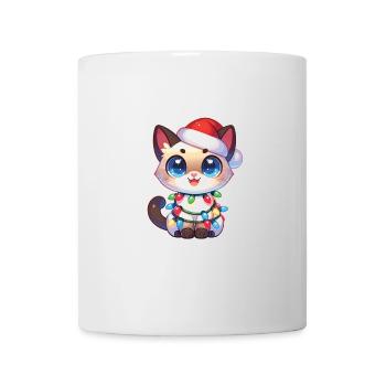 Christmas Hat Christmas Fairy Lights Siamese Cat - Mug - white - Front