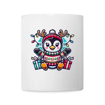 Fröhlicher Pinguin Mit Rentiergeweih Und - Tasse - Weiß - Vorne