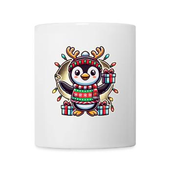 Joyeux Noël Pingouin avec des cadeaux - Mug blanc - blanc - Devant