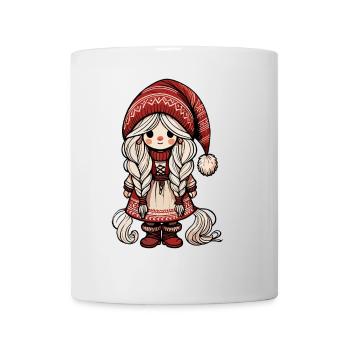 Niedlicher Weihnachtself Skandinavischer Stil - Tasse - Weiß - Vorne