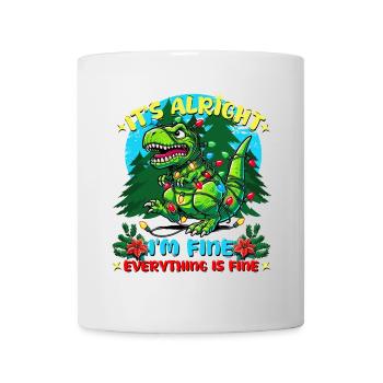T-Rex I'm fine it's alright, tree-rex christmas - Mug - white - Front