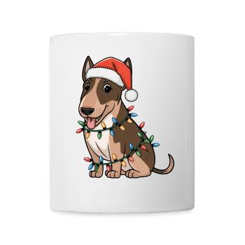 Miniature Bull Terrier Christmas Lights Xmas Dogs - Mug - white - Front