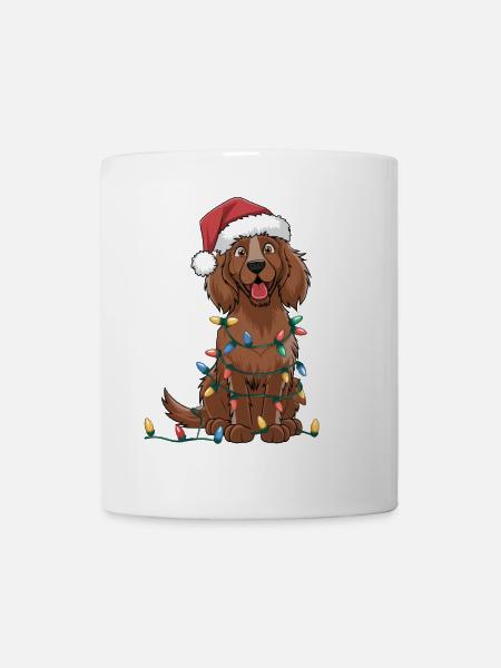 Setter irlandais Noël lumières Noël chiens cadeaux - Mug blanc - blanc