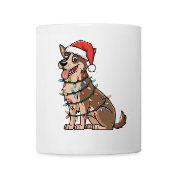 Norwegian Elkhound Christmas Lights Xmas Dogs - Tasse - Weiß - Vorne