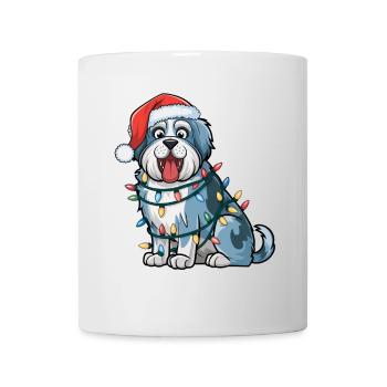 Vieux chien de berger anglais Noël lumières chiens de Noël - Mug blanc - blanc - Devant