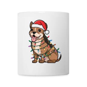 Staffordshire Bull Terrier Noël Lumières Noël - Mug blanc - blanc - Devant
