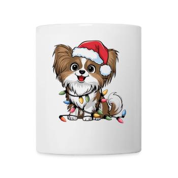 Papillon Lumières de Noël Noël Chiens Cadeaux - Mug blanc - blanc - Devant