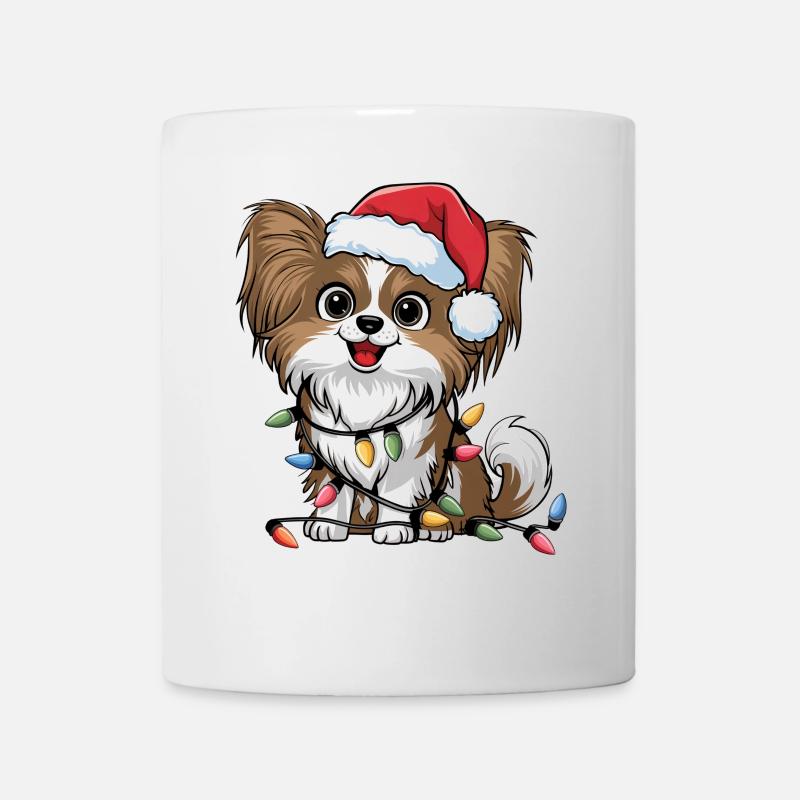 Papillon Lumières de Noël Noël Chiens Cadeaux - Mug blanc - blanc