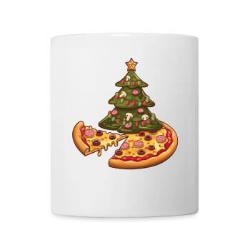 Pizza arbre de Noël Pepperoni Cadeaux alimentaires pour hommes - Mug blanc - blanc - Devant