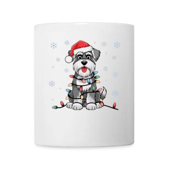 Standard Schnauzer Lumières de Noël Chiens de Noël - Mug blanc - blanc - Devant
