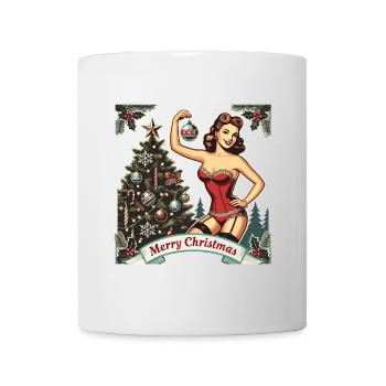 Weihnachtliches Pin-Up Retro Vintage Stil - Tasse - Weiß - Vorne